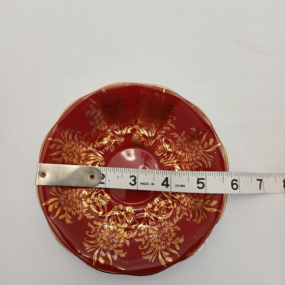 Antique Queen Anne Bone China Red Tea Cup and Saucer - Picture 3 of 9